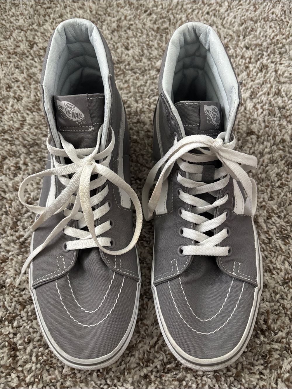 Vans Sk8-Hi High Top Sneakers Gray & White size US Mens 9.5/US Womens 11